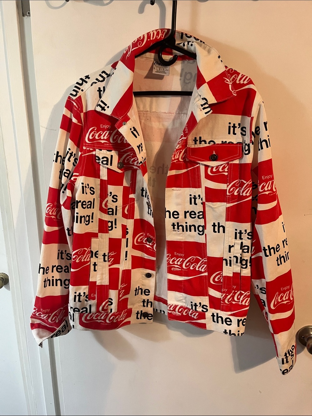 Coca Cola Red & White Checkerboard Jean Jacket